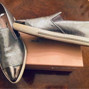 Silver perforated leather Mui Mui size 7.5